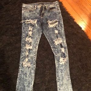 FLYING MONKEY RIPPED JEANS WITH ACID WASH 28